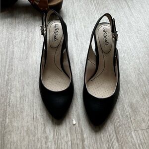 Black sling back heels